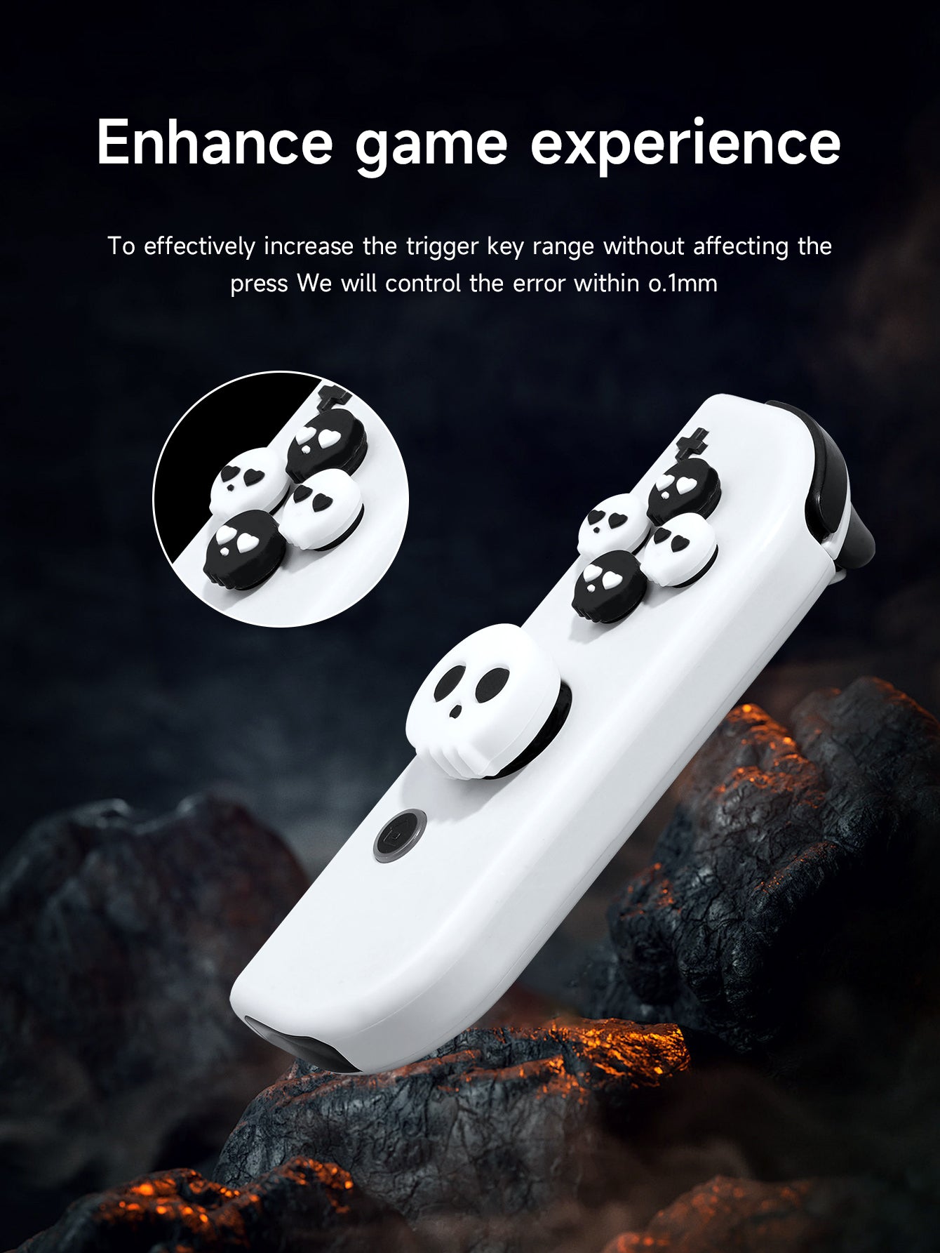 Jemdo Skull Edition Thumb Grip Caps & Button Set for Switch