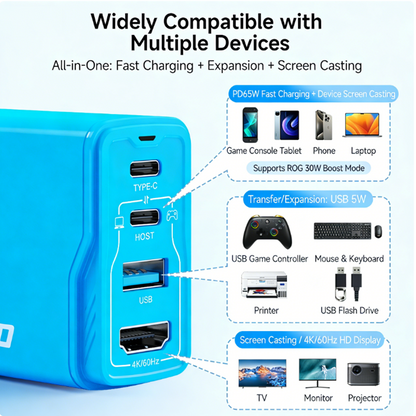 Jemdo 4-in-1 65W Portable Dock for Switch NS1/NS2