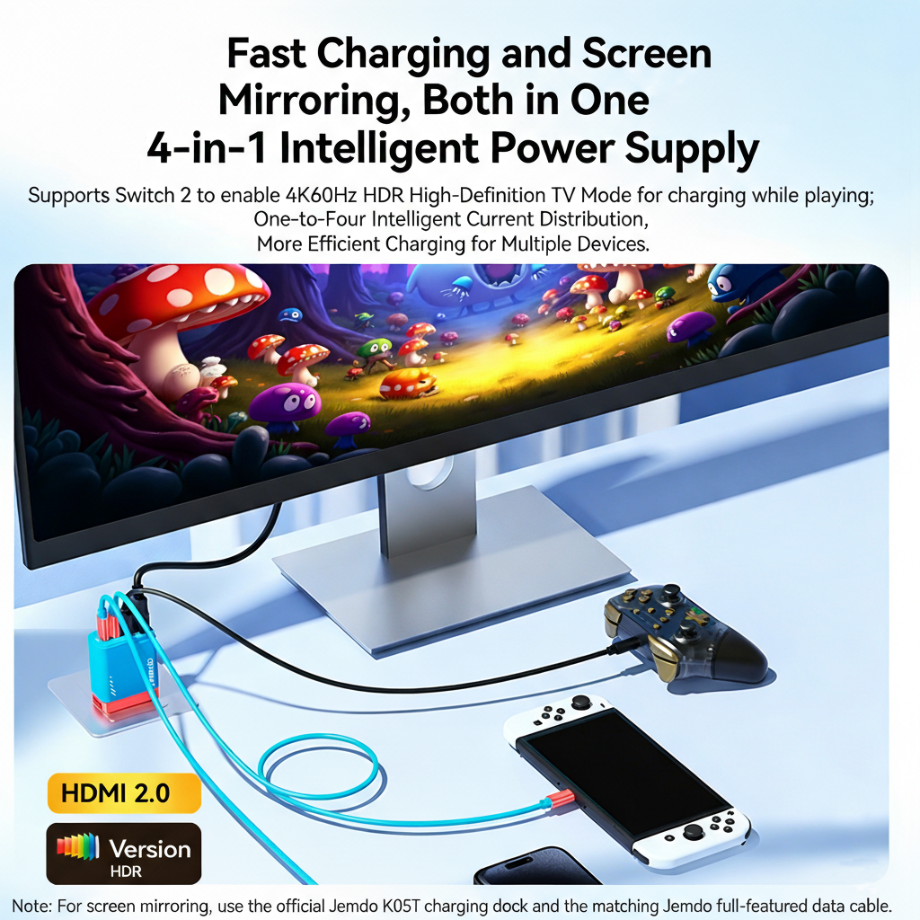 Jemdo 4-in-1 65W Portable Dock for Switch NS1/NS2