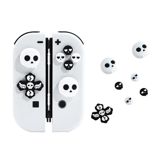 Jemdo Skull Edition Thumb Grip Caps & Button Set for Switch