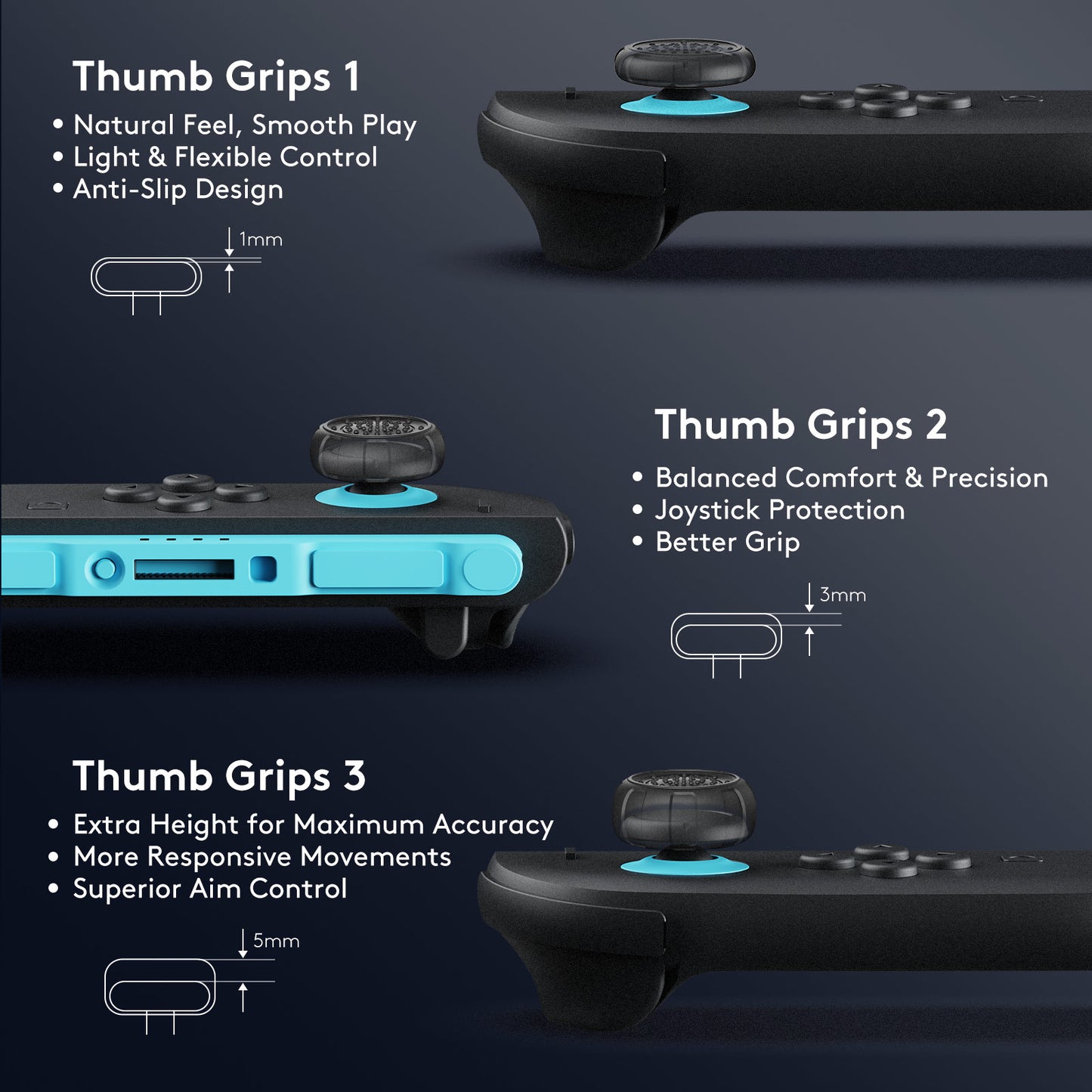 Jemdo for Switch 2/Pro Thumb Grip Covers