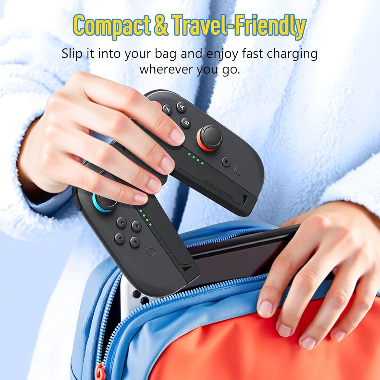 Jemdo for Joy-Con 2 Magnetic Charging Grip
