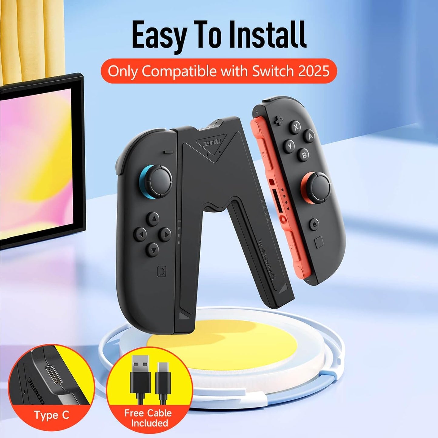 Jemdo for Joy-Con 2 Magnetic Charging Grip