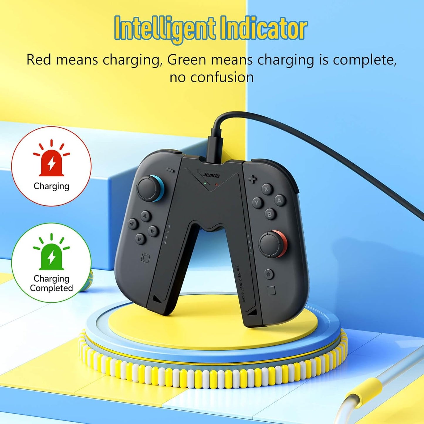 Jemdo for Joy-Con 2 Magnetic Charging Grip