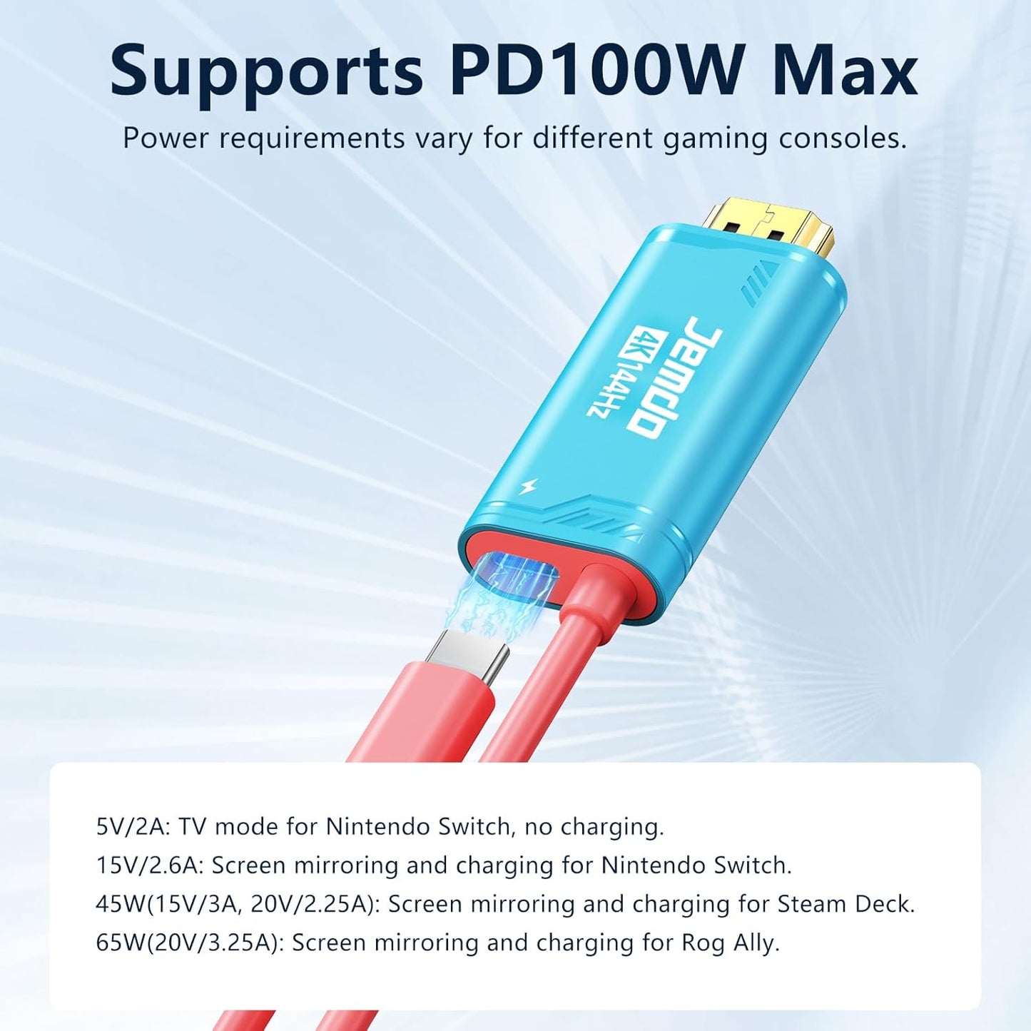 Jemdo 4K USB-C to HDMI Cable for Switch2/OLED